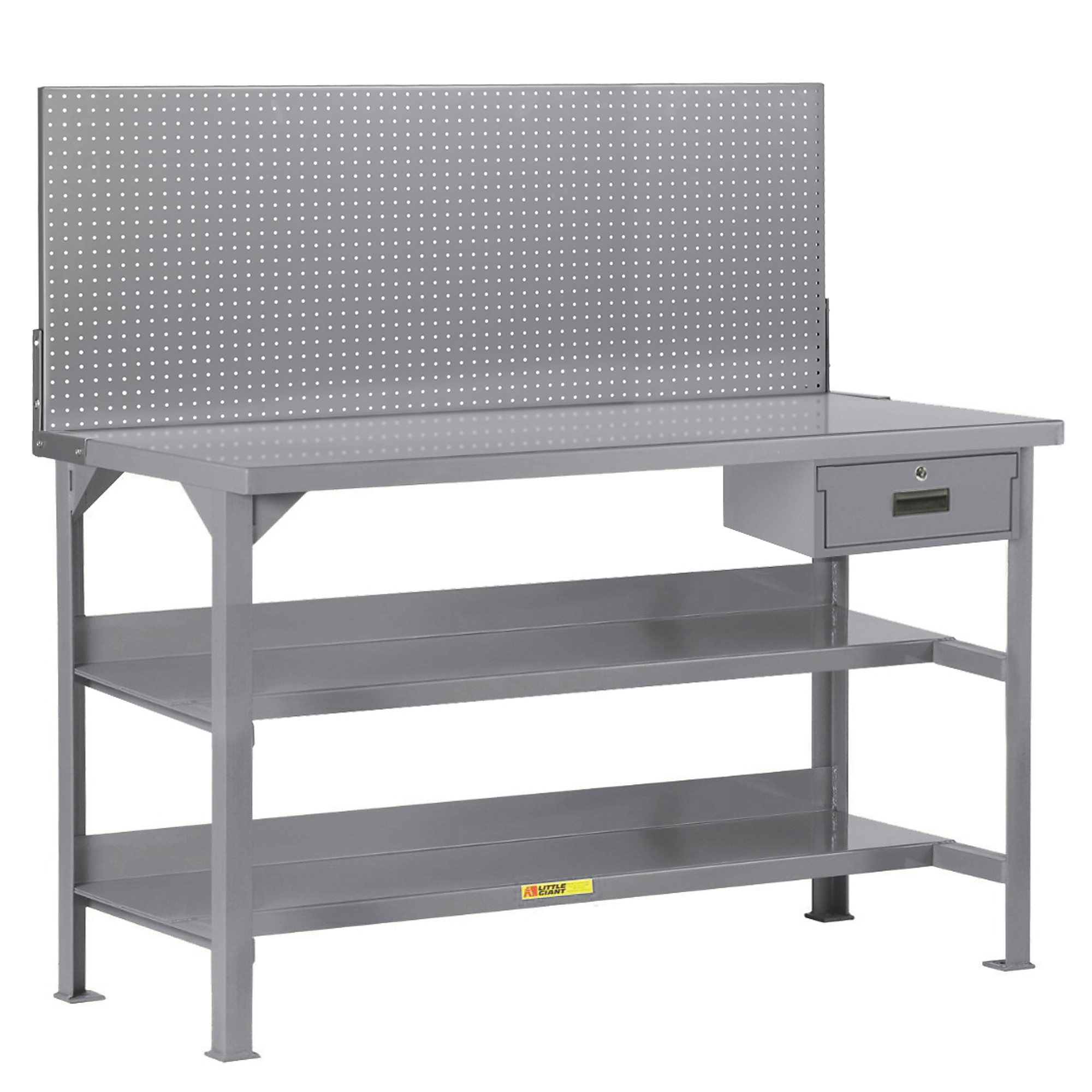 Little Giant Welded Workbench - 60in. x 24in., 4500-Lb. Capacity, Pegboard Panel, Locking Drawer, Model# WST3-246036PBDR